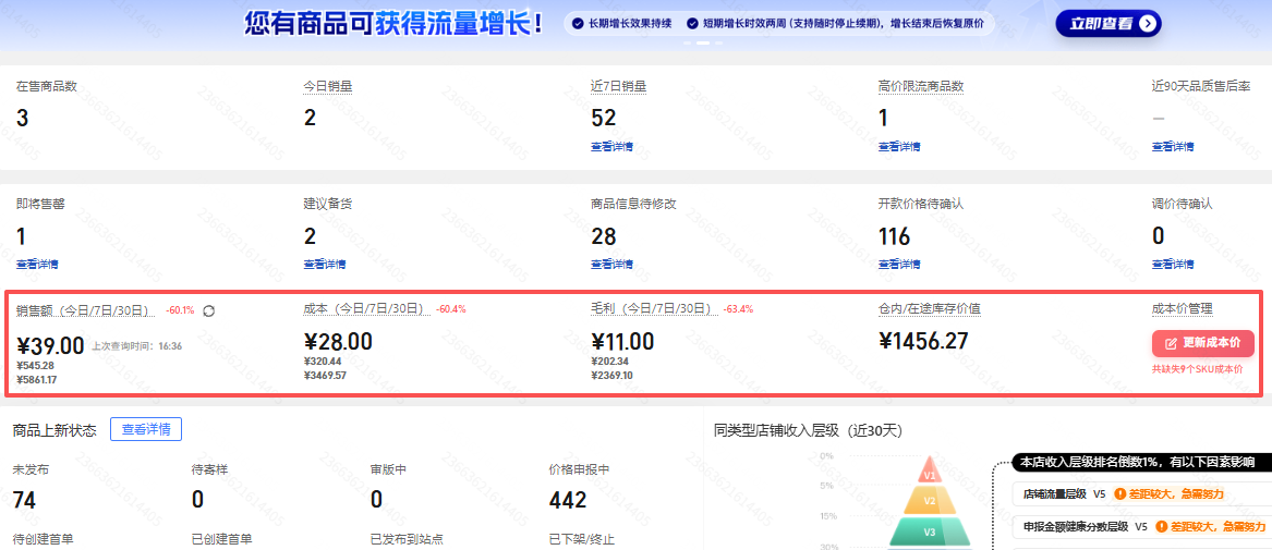 当日/7日/30日毛利模块